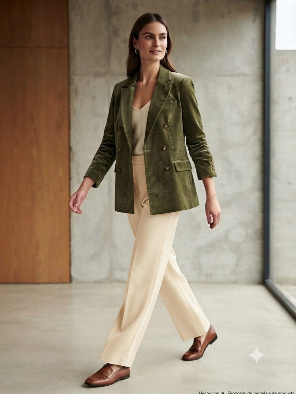 NWT COMMMENSE Olive Green Textured Double Breasted Blazer Sz L
